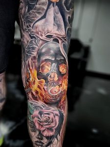 Color skull tattoo