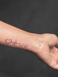 fine line tattoo heart, heart beat