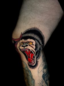 Traditional tattoo by Las Vegas tattoo artist monkey tattoo