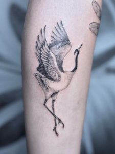 Crane Black & White Tattoo By Legendary Tattoo Artists