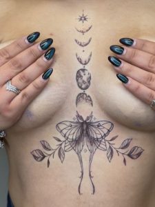Moon & Moth Chest Tattoo By Legendary Tattoo Artists
