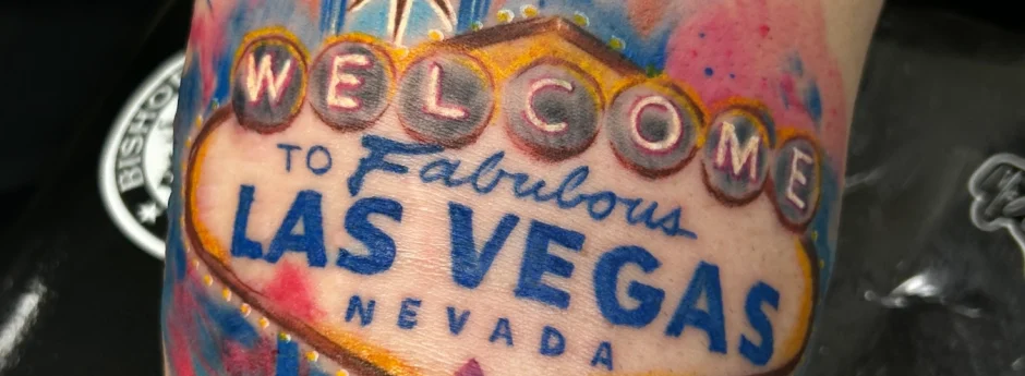 Welcome To Las Vegas Sign Tattoo by Legendary Tattoos Las Vegas