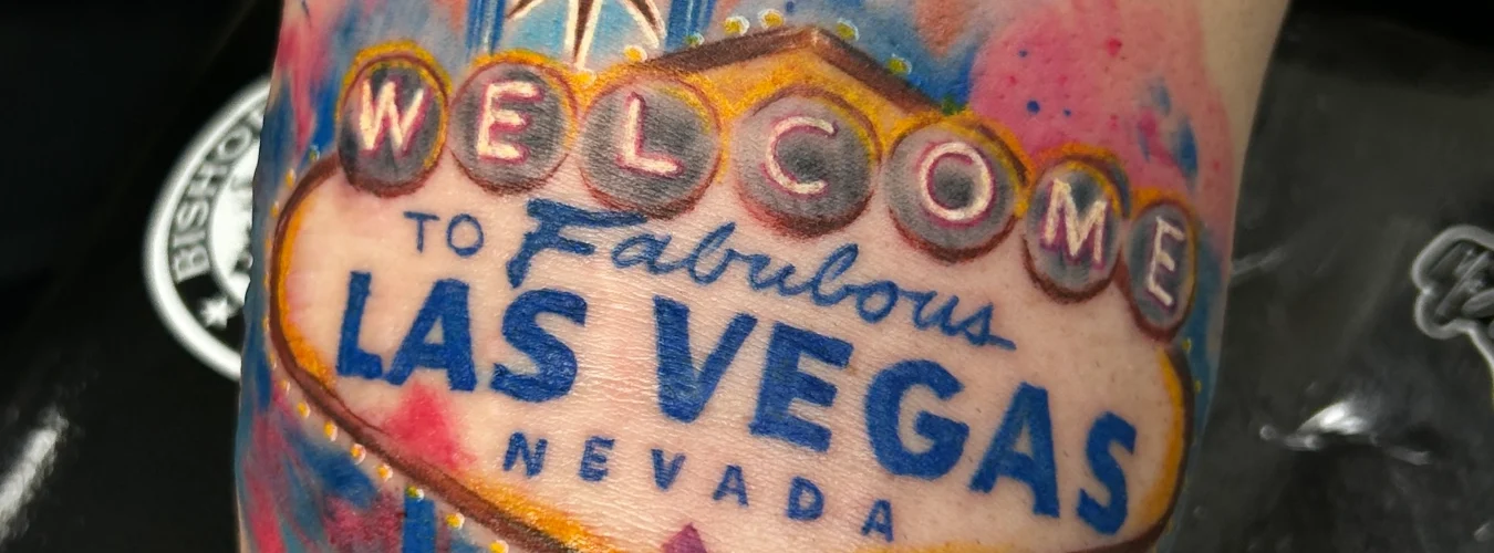 Welcome To Las Vegas Sign Tattoo by Legendary Tattoos Las Vegas