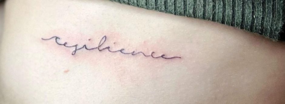 Minimilist tattoo scripted fine line